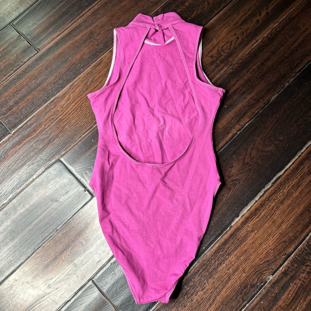 Mock neck bodysuit one piece Los Angeles Apparel casual Pilates yoga basic